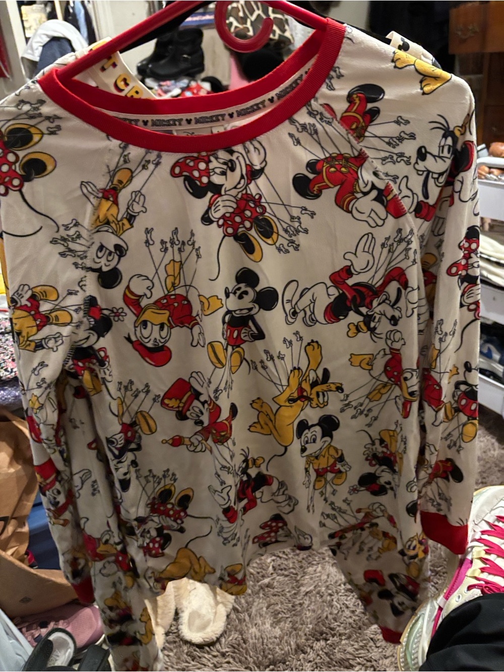Disney Mickey & Friends Cream Long-Sleeve Pajama Top